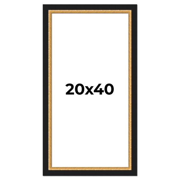 20x40 Frame Gold Real Wood Picture Frame Width 2.25 Inches | Interior Frame Depth 0.5 Inches |