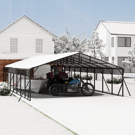 20x40 Heavy Duty Metal Carport with Galvanized Steel Roof, Extra Tall All-Weather RV Shelter, Upgraded Base Metal Garage for Cars, Boats, Tractors & Vehicles