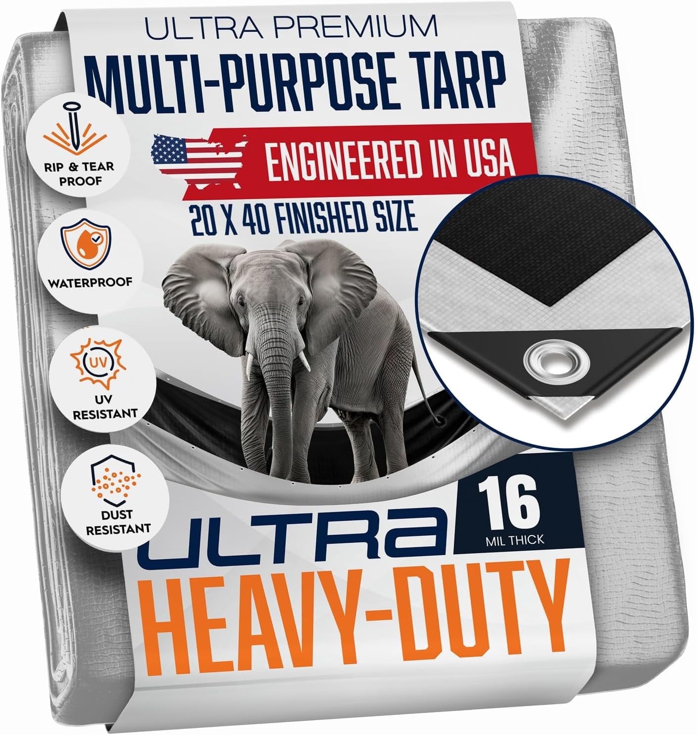 King-A-Ma-Jigs Ultra Heavy Duty Tarp, 20' X 40', 16 Mil Thick, Uv ...