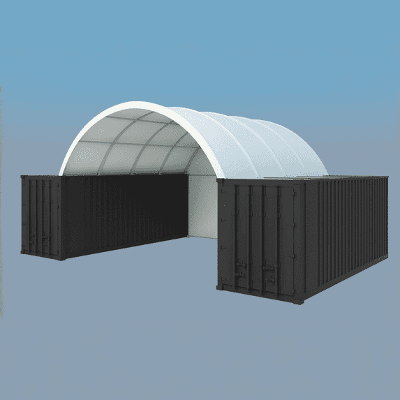 Chery Industrial 20x40FT PE Fabric Shipping Container Canopy Shelter with Closed Back Panel,Water Resistant, UV Protected