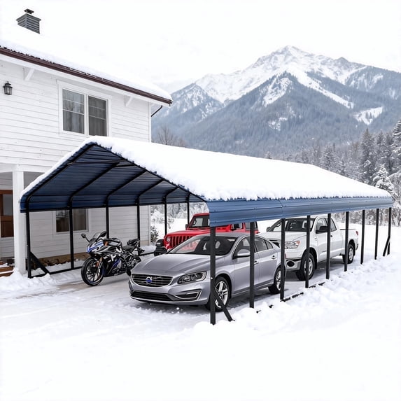 Heavy-Duty 20x40 ft Carport Garage, All-Weather Protection for RV, Boat, Car & Truck, Portable Shelter with Wind & Rust Resistance