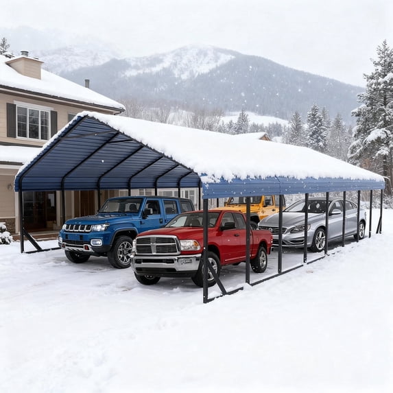 20x40FT Heavy Duty Metal Carport, Rust/Wind/UV Resistant, All Weather Protection, Portable Shelter for Cars, SUVs, Trucks, RVs, Boats