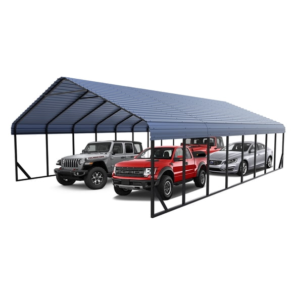 20x40 ft Portable Garage Heavy-Duty Metal Carport Canopy Kit, All-Weather Shelter with Reinforced Galvanized Steel Frame, Snow Load Rated for RV, Truck, Boat & 2 Car Storage, Multi-Use Party Tent