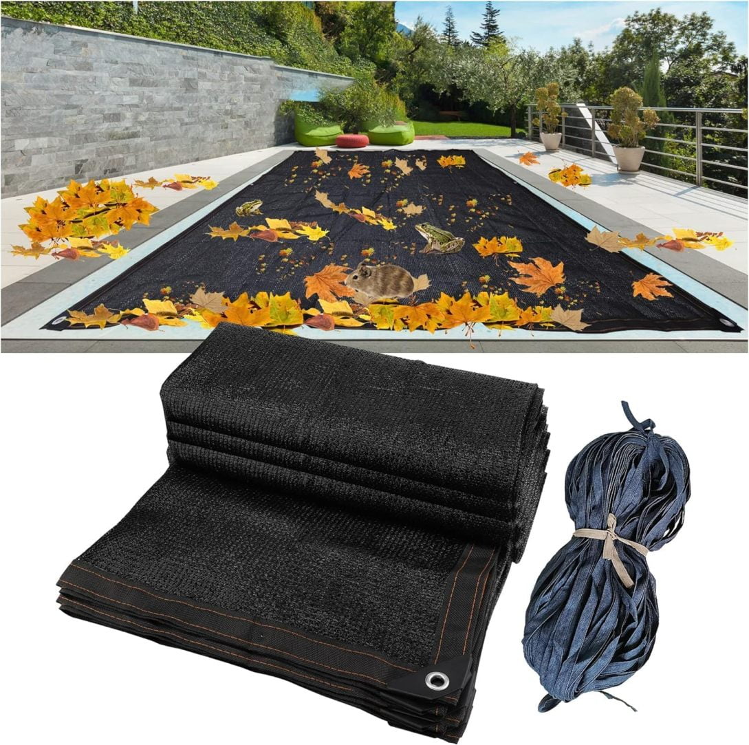 20x40ft Leaf Net Pool Cover with Rope, Rectangle Swimming Pool Net ...