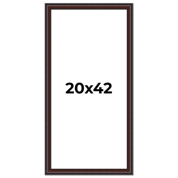 20x42 Frame Brown Round Mahogany Solid Wood Picture Frame | 1.625 Inch Moulding Width | with UV
