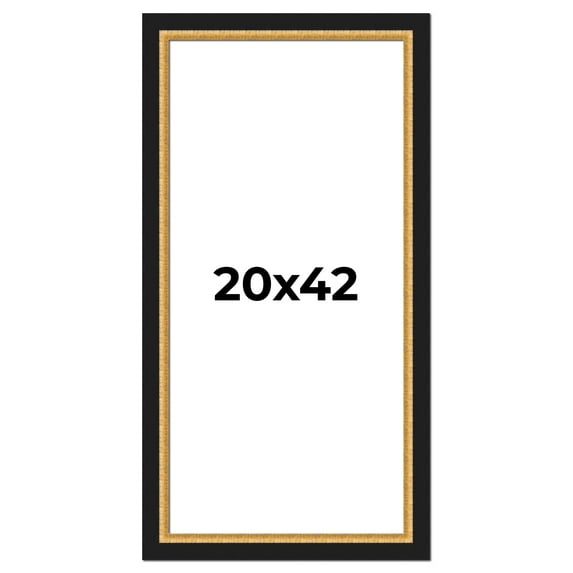 20x42 Frame Gold Real Wood Picture Frame Width 2.25 Inches | Interior Frame Depth 0.5 Inches |