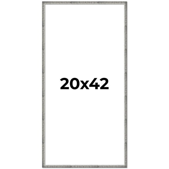 20x42 Frame Silver Grey Distressed Solid Wood Picture Frame | 0.75 Inch Moulding Width | Interior
