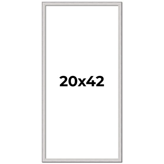 20x42 Frame Silver Inner Slope Bevel Picture Frame | 1 Inch Moulding Width | 0.75 Inch Rabbet Depth