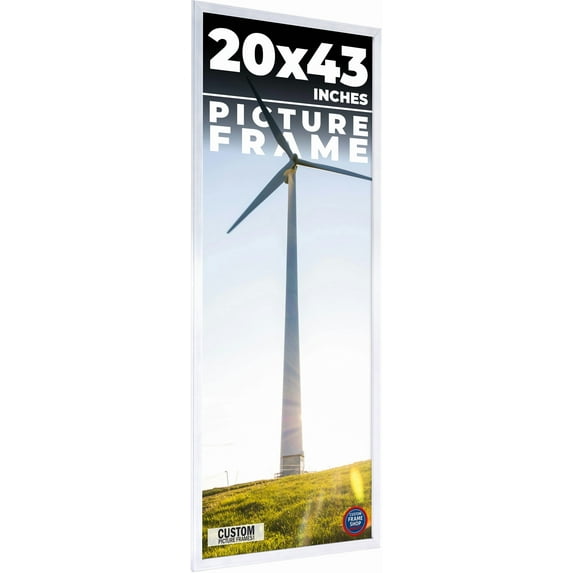 20x43 Frame Silver Stainless Steel Solid Wood Picture Frame | 0.75 Inch Moulding Width | Includes