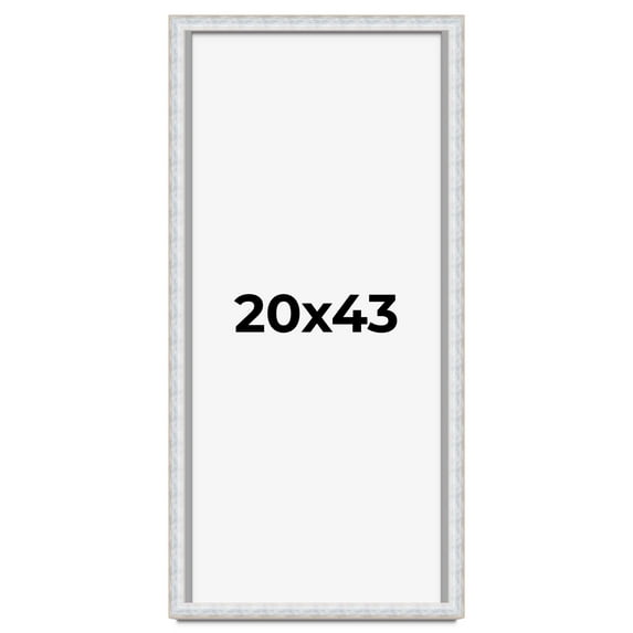 20x43 Shadow Box Frame Silver | 1.625 Inches Deep Real Wood Contemporary Shadowbox Display Frame |