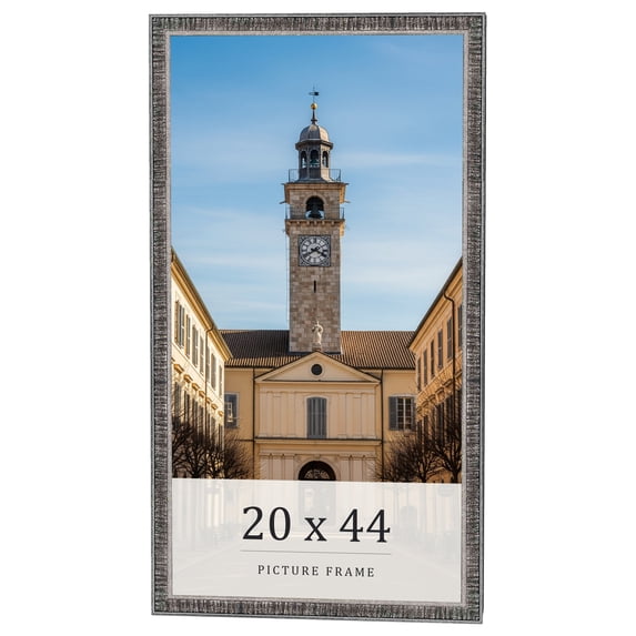 20x44 Frame Silver Grey Distressed Solid Wood Picture Frame | 0.75 Inch Moulding Width | Interior