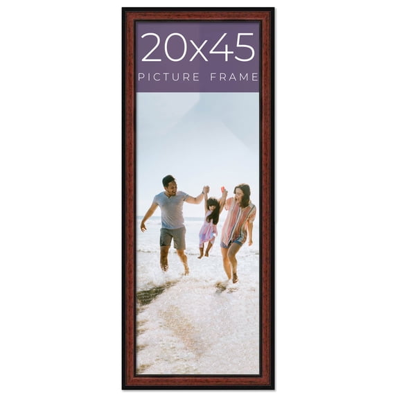 20x45 Frame Executive Brown Round Mahogany Finish Solid Wood Picture Frame | 1.25 Inch Moulding