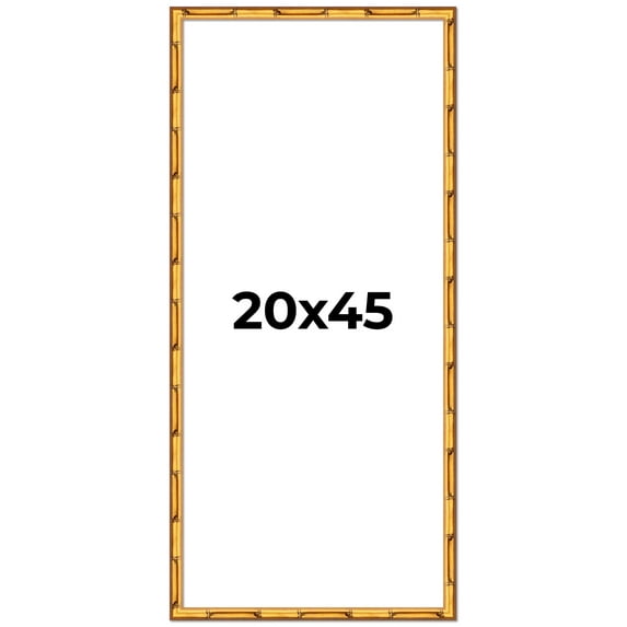 20x45 Frame Gold Bamboo Solid Wood Picture Frame | 1 Inch Moulding Width | Interior Frame Depth
