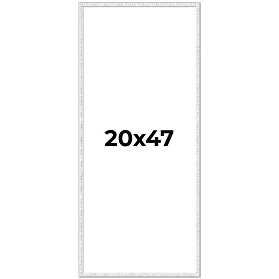 20x47 Frame White Scuffed Rustic Solid Wood Picture Frame | 0.75 Inch Moulding Width| Includes UV