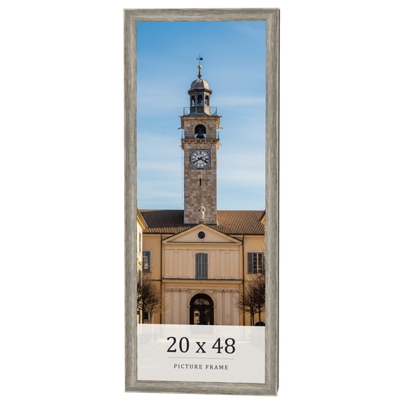 20x48 Frame Grey Solid Wood Picture Frame Width 1 Inches | Interior Frame Depth 0.5 Inches |
