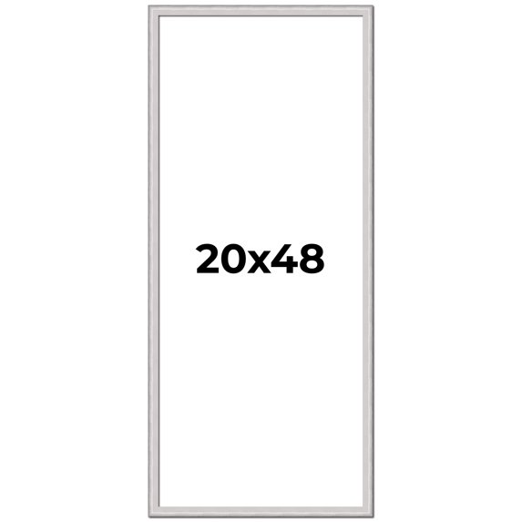 20x48 Frame Silver Inner Slope Bevel Picture Frame | 1 Inch Moulding Width | 0.75 Inch Rabbet Depth