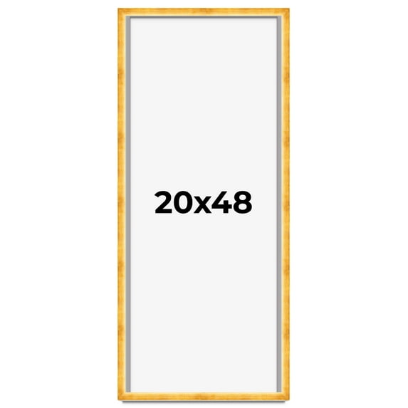 20x48 Shadow Box Frame Gold | 1.625 Inches Deep Real Wood Traditional Shadowbox Display Frame | UV