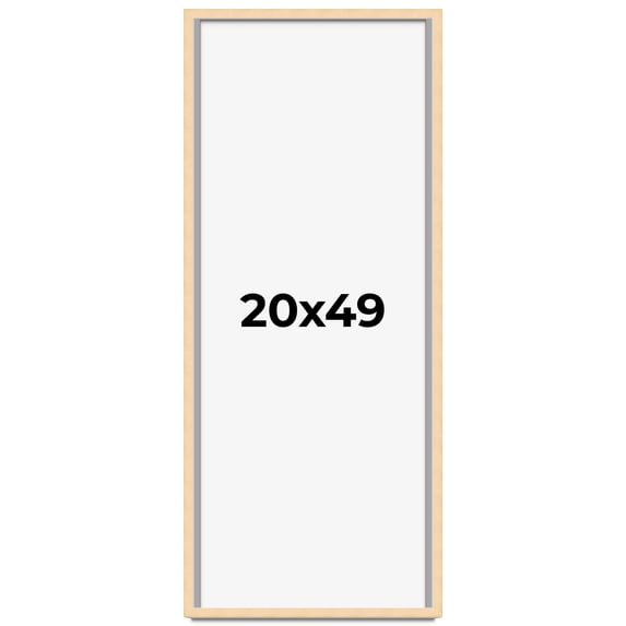 20x49 Frame Natural Wood Picture Frame | 0.75 Inch Moulding Width | with UV Acrylic Plexiglass,