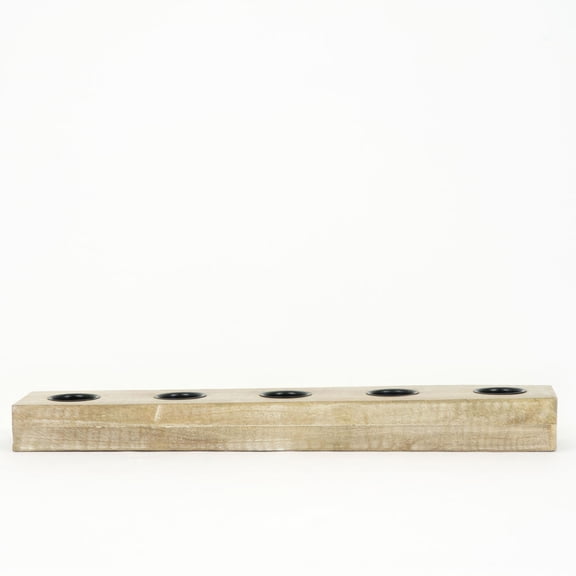 20" Mango Wood Tea Light Holder - Natural