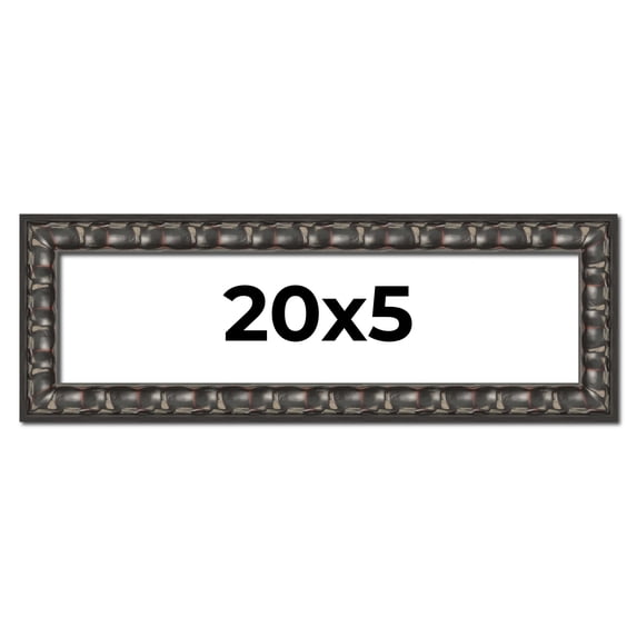 20x5 Frame Black-Brown Medieval Solid Wood Picture Frame | 1.5 Inch Moulding Width | Gotham Beveled