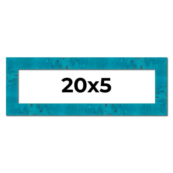 20x5 Frame Blue Teal Burl Wood Picture Frame | 1.75 Inch Moulding Width | Interior Frame Depth 0.5
