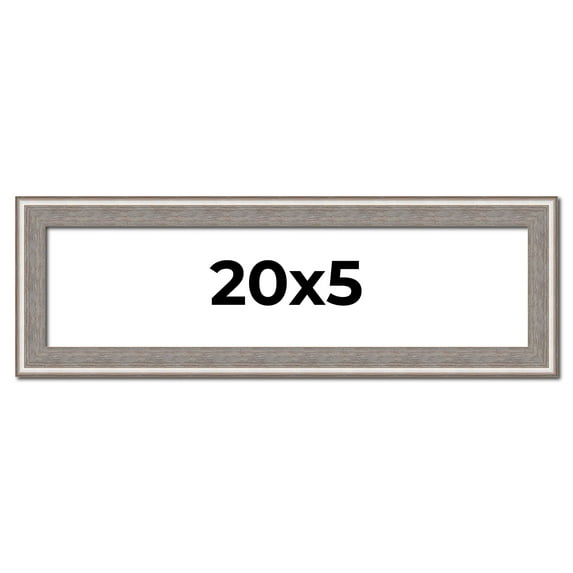 20x5 Frame Grey Real Wood Picture Frame Width 1.25 inches | Interior Frame Depth 0.5 inches | Hans