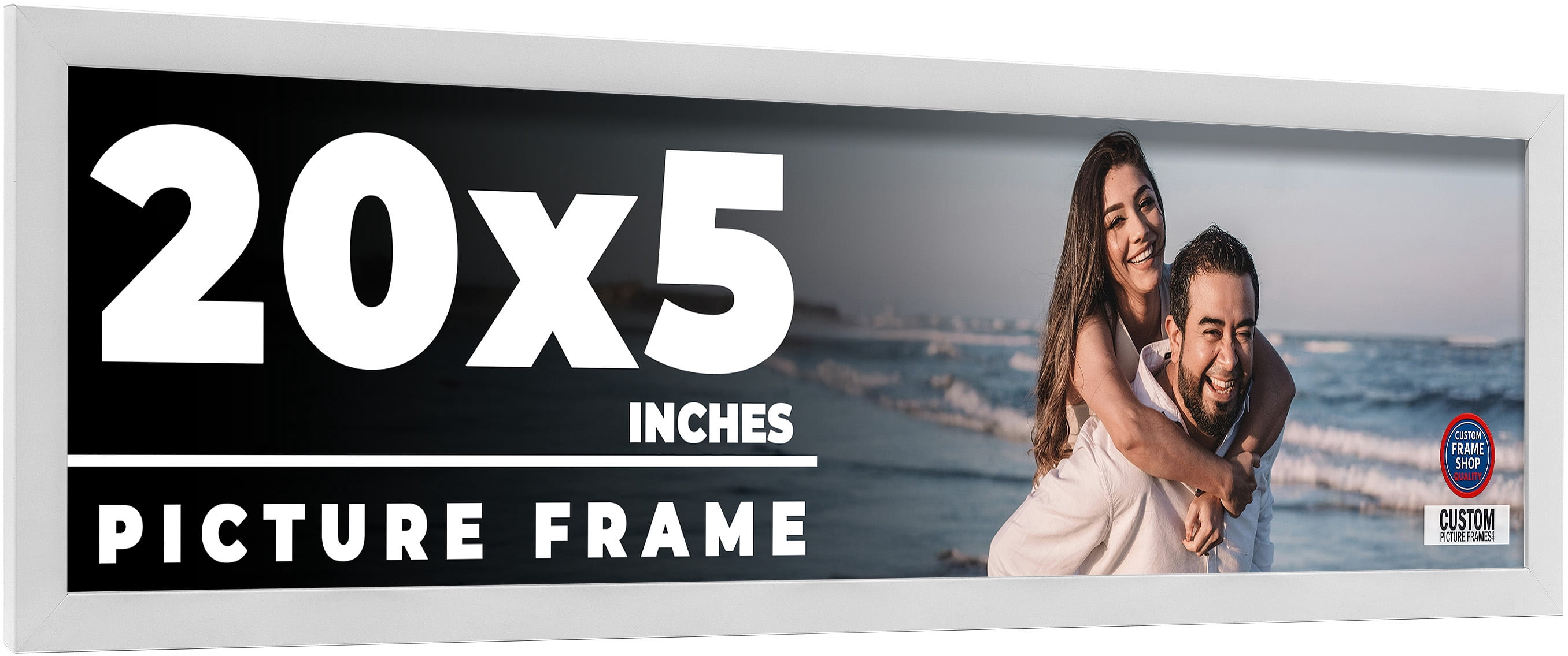 20x5 Frame White Real Wood Picture Frame Width 0.75 inches | Interior ...