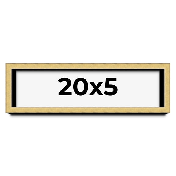 20x5 IN Shadow Box Frame Gold | 1.375 Inches Deep Real Wood Contemporary Shadowbox Display Frame |