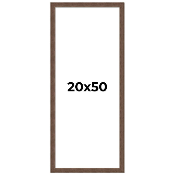 20x50 Frame Brown Farmhouse Solid Wood Picture Frame Width 1.5 Inches | Interior Frame Depth 0.5