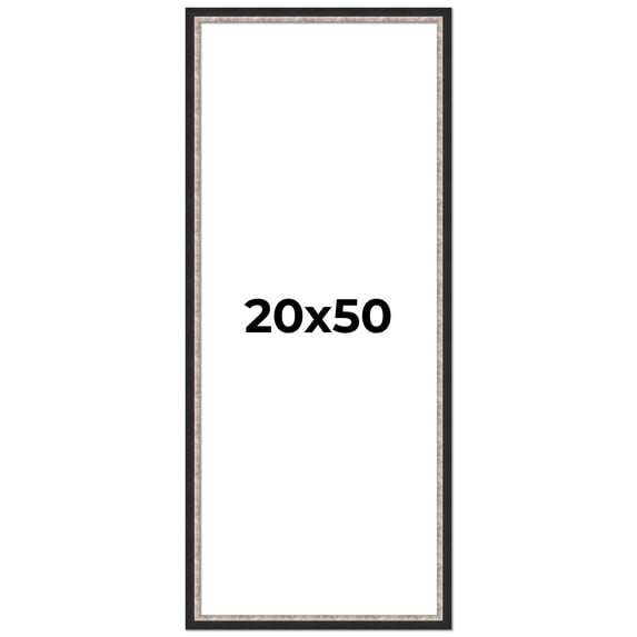 20x50 Frame Silver Real Wood Picture Frame Width 1.25 Inches | Interior Frame Depth 0.75 Inches |