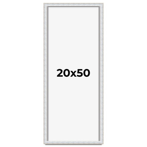 20x50 Shadow Box Frame Silver | 1.625 Inches Deep Real Wood Contemporary Shadowbox Display Frame |
