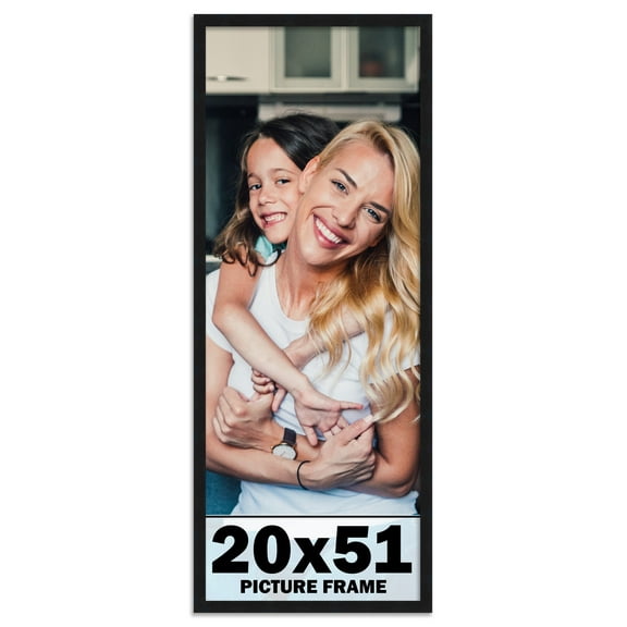 20x51 Frame Black Solid Wood Picture Frame | 0.75 Inch Moulding Width | Includes UV Acrylic