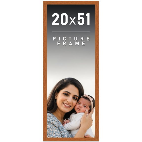 20x51 Frame Honey Pecan Brown Picture Frame - Modern Photo Frame Includes UV Acrylic Shatter Guard