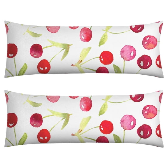 20x54 Body Pillow Cover with Invisible Zipper - Cute Cherry Print Soft Breathable Pillowcase for Full Body Support - Machine Washable Stretchy Maternity Pillow Protector