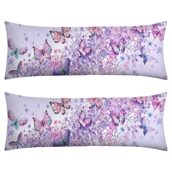 20x54 Body Pillow Protector - Romantic Butterfly and Stars Design - Stretchy Fabric with Hidden Zipper - Allergy-Friendly