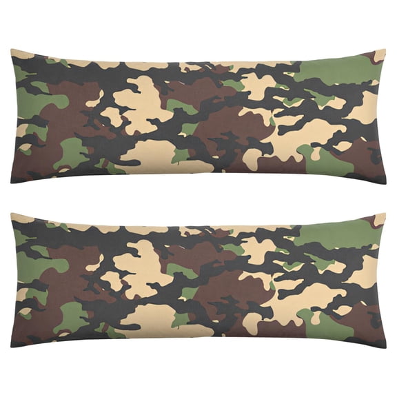 20x54 Camo Body Pillow Cover with Invisible Zipper - Soft Military Camouflage Pillowcase for Full-Length Support, Breathable & Machine Washable (Woodland/Tactical Army)