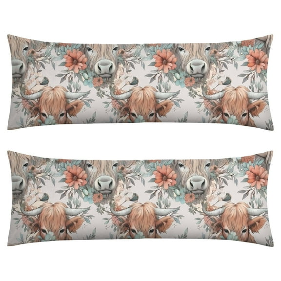 20x54 Cow Print Body Pillow Cover with Zipper - Soft Wild Animal Aesthetic Pillowcase for Farmhouse & Rustic Decor - Breathable Full Body Pillow Protector Machine Washable
