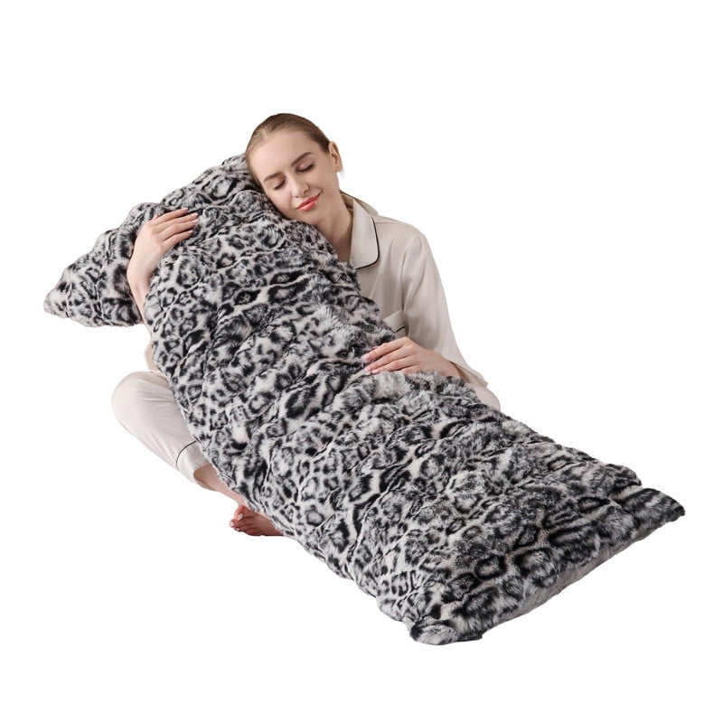 20x54 Fluffy Leopard Print Body Pillow,Cheetah Print Plush Fuzzy Faux Fur Body Pillows,Shaggy Furry Long Pillow for Pregnancy Women Side Sleeper,Snow Leopard