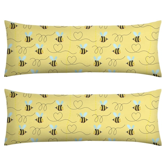 20x54 Honey Bee Print Body Pillow Cover with Invisible Zipper - Soft Breathable Full-Length Support for Sleeping, Maternity & Decor (Bumble Bee Cartoon Pattern)