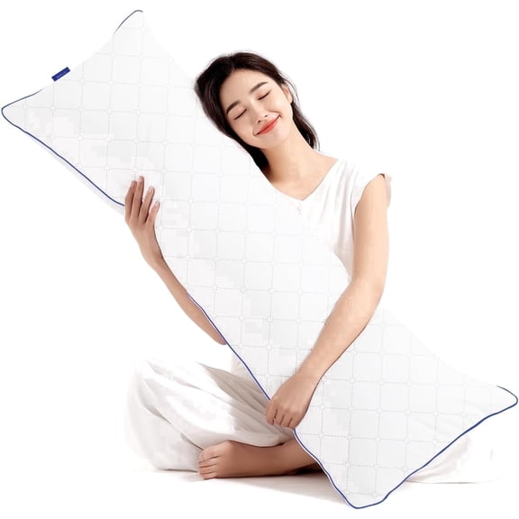 Parojati Long Body Pillow for Adults - Firm Body Pillow Insert with Shredded White Memory Foam, Adjustable Height, Soft Support for Side Sleeping, Pregnant Women, Washable (White, 20x54 Inch)