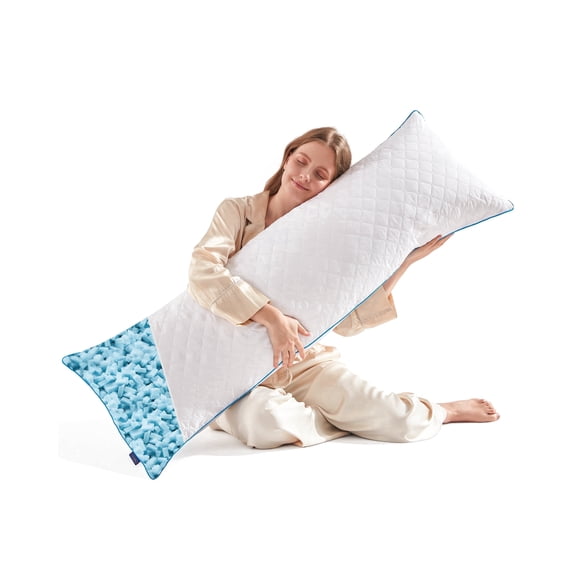 Parojati 20x54 Inch Body Pillow with Shredded Blue Memory Foam, Adjustable Loft, Machine Washable, White