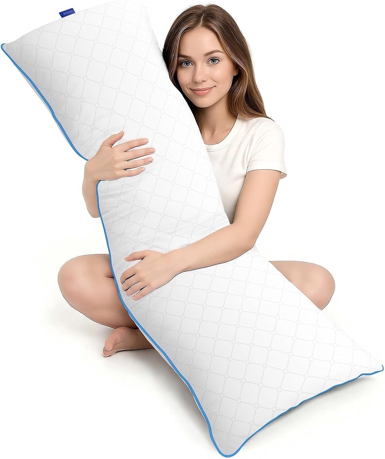 Galenzoov 20x54 Long Body Pillow for Adults - Firm Body Pillow Insert with Shredded White Memory Foam, Soft Support for Side Sleeping, Pregnant Women, Washable White