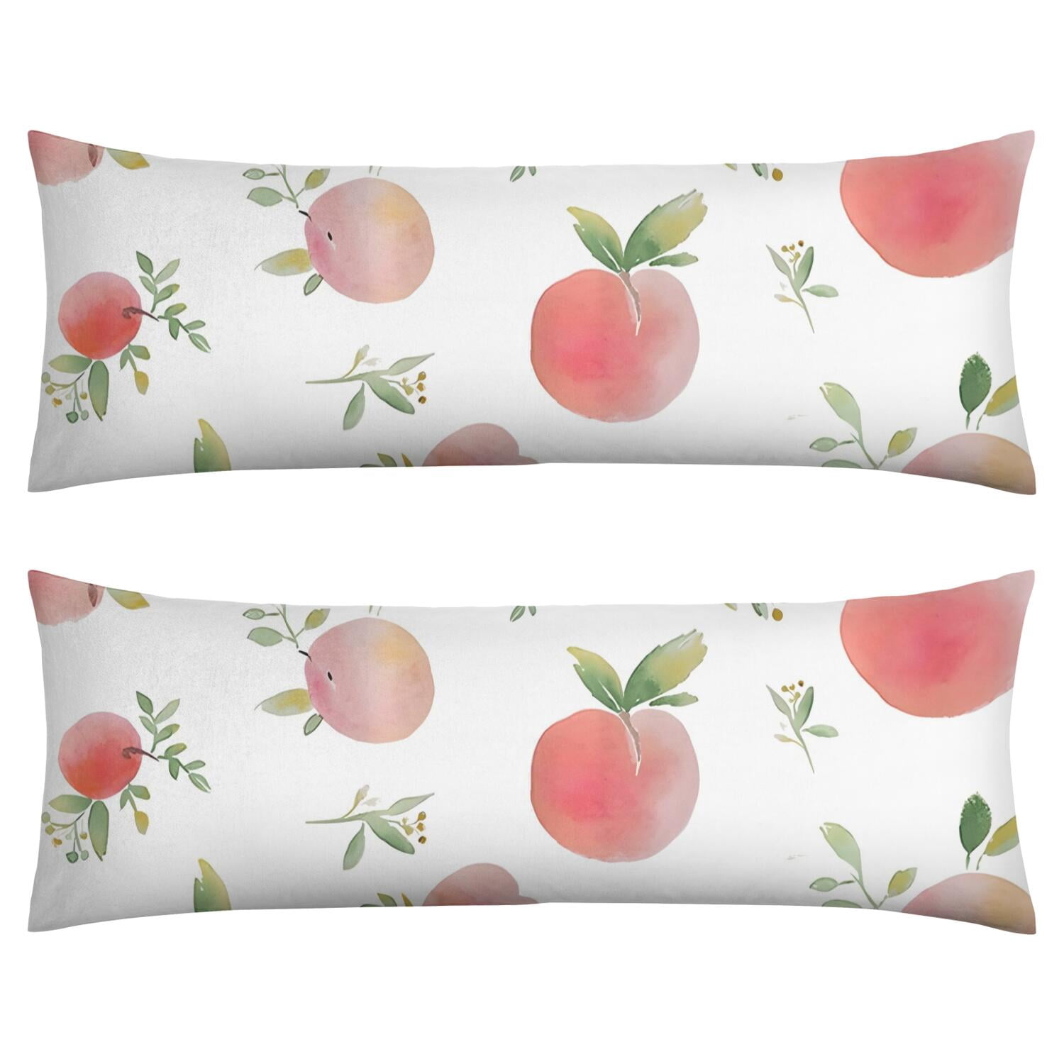 20x54 Peach Body Pillow Cover with Invisible Zipper - Soft Kawaii Fruit Print Full Body Pillow Case for Sleeping, Maternity, Office - Breathable Pink Peach Pattern Design