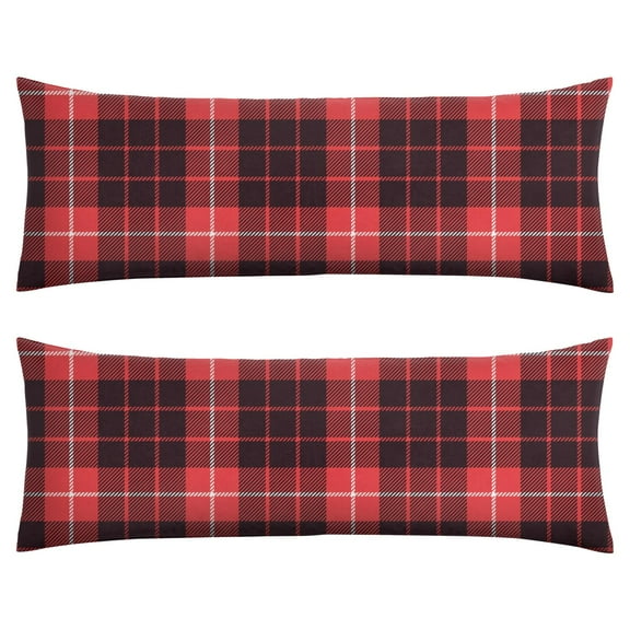 20x54 Plaid Body Pillow Cover with Invisible Zipper - Soft Full-Length Support Pillowcase for Sleeping, Maternity & Office - Machine Washable Checkered Pillow Protector