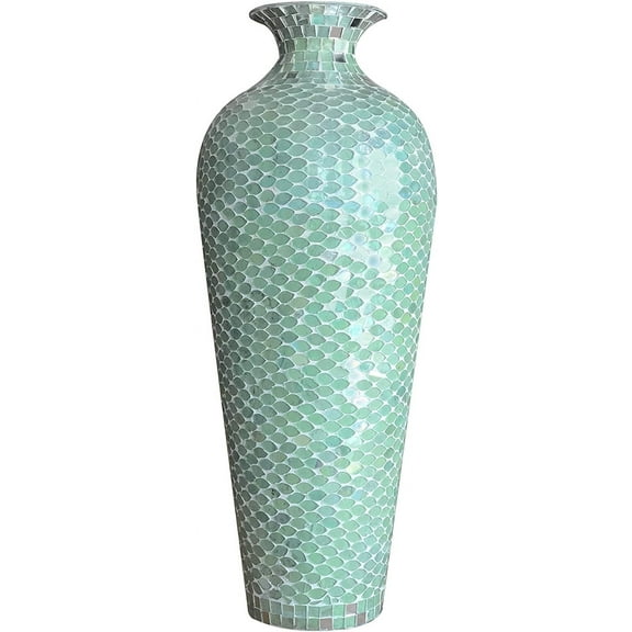 20X6" Bella Palacio Collection Homedecor Decorative Tall Floor Vase with Glass Mosaic in Mint Green