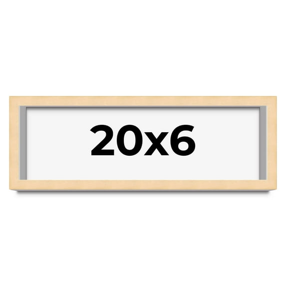 20x6 Frame Beige Real Wood Picture Frame Width 0.75 inches | Interior Frame Depth 0.5 inches |