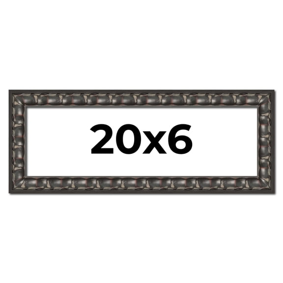 20x6 Frame Black-Brown Medieval Solid Wood Picture Frame | 1.5 Inch Moulding Width | Gotham Beveled