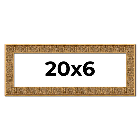 20x6 Frame Black and Gold Distressed Solid Wood Sonoma Picture Frame | 1.625 Inch Moulding Width |