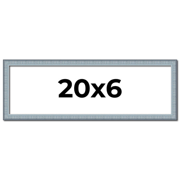 20x6 Frame Blue Scuffed Farm Board Solid Wood Picture Frame Width 0.75 Inches | Interior Depth 0.5