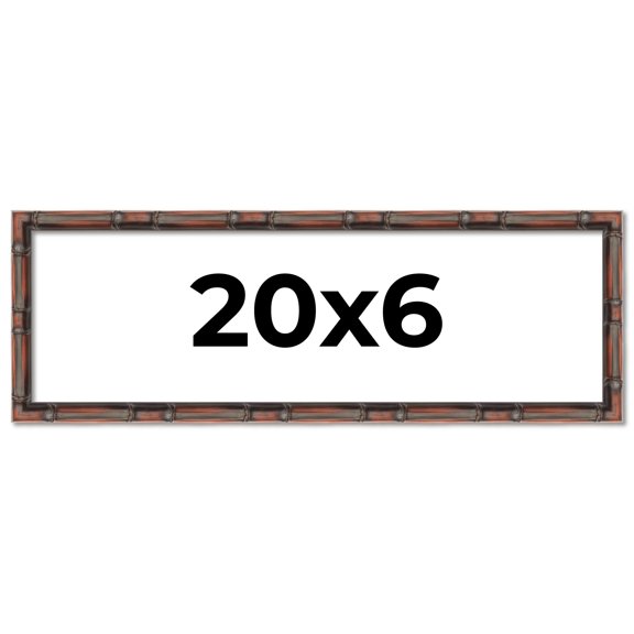 20x6 Frame Brown Bamboo with Dark Coffee/Walnut Finish | Solid Wood Picture Frame Width 0.75 Inches